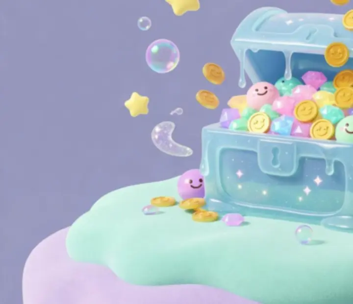 Aranyos slime ládika, amely jutalmakat rejt a My Virtual Slime Pet jutalomzónájában