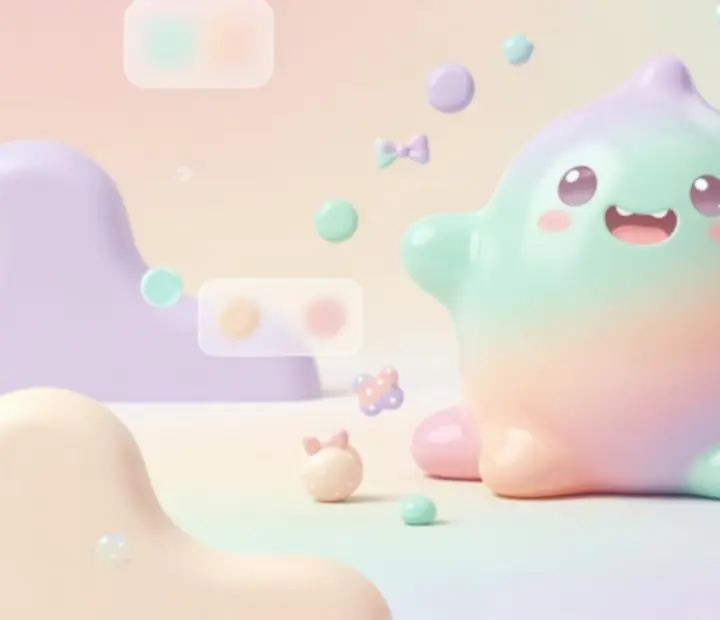 Színes, testreszabható virtuális slime kisállat különböző pasztell színekben