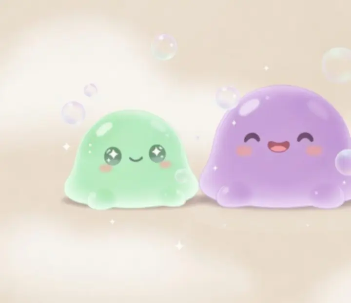 Háromfázisú illusztráció a baba, ifjú és felnőtt slime növekedési szakaszairól