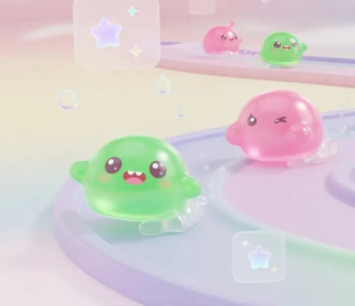 Virtuális slime kisállat futam pasztell pályán