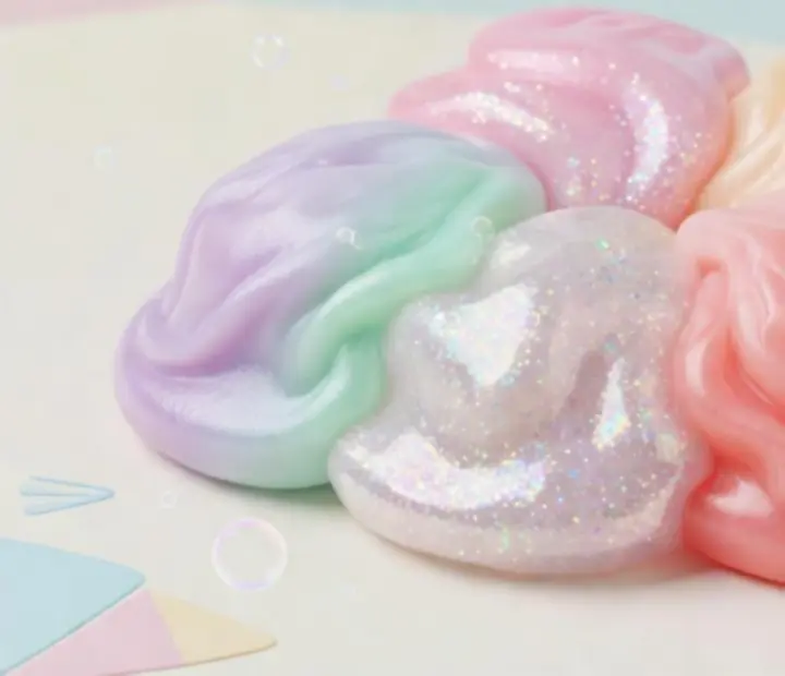 Pasztell, csillámos és ombré slime testtextúrák gyűjteménye
